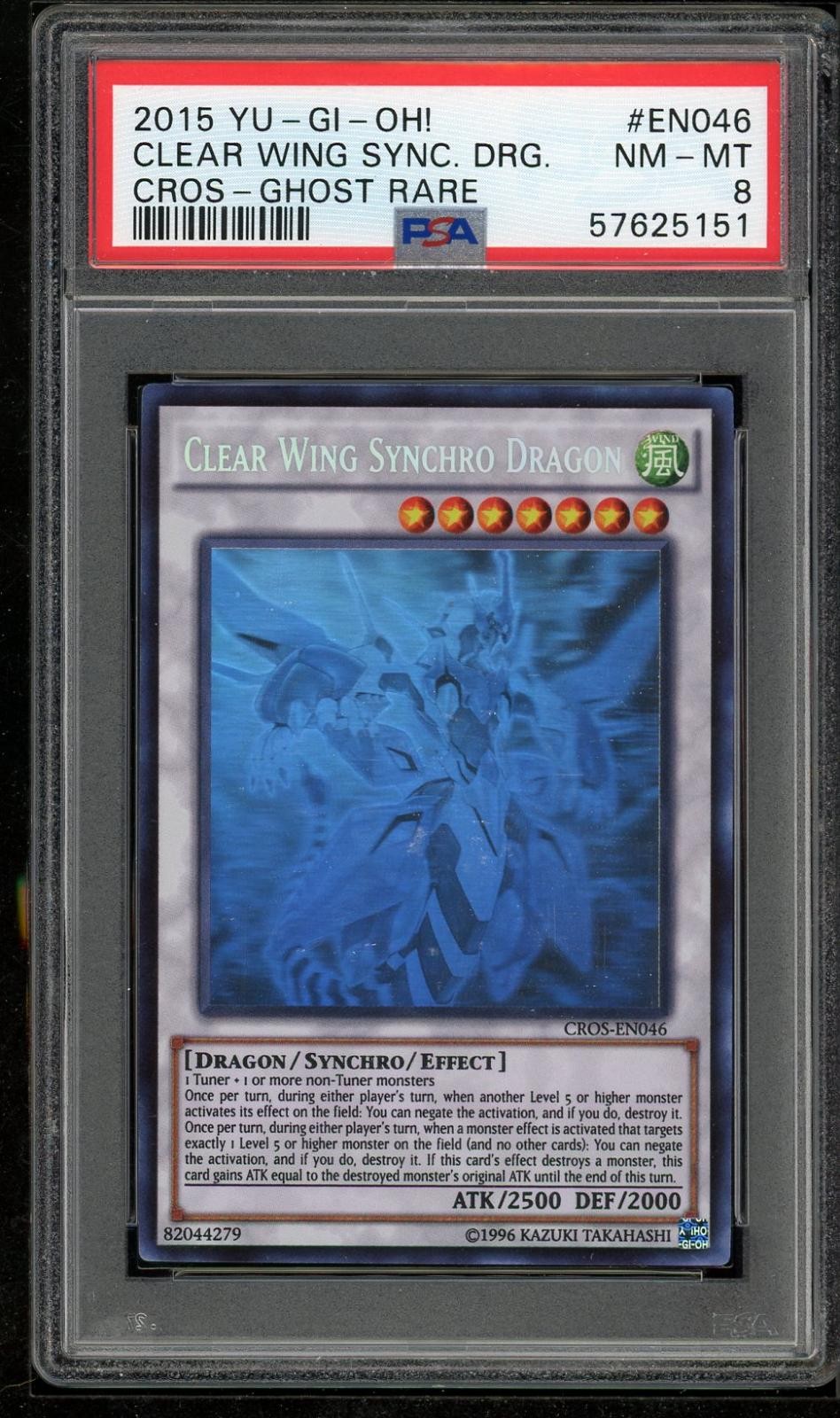 Clear Wing Synchro Dragon CROS-EN046 Ghost Rare Yugioh PSA 8 *151 view 1