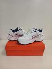 Nike Air Monarch IV Mens Size 10 4E White Navy Silver Casual Shoes 416355 -102
