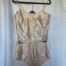 St Michael Vtg Camisole & French Knickers 10 Peach Satin Glam silky lingerie 