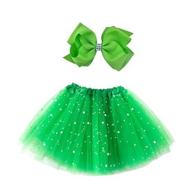  Girls Layered Stars Sequins Tutu Skirt Princess Ballet Dance One Size Green