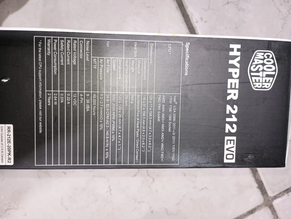 NEW ~ Cooler Master Hyper 212 EVO - CPU Cooler RR-212E-20PK-R2 Socket Intel AMD - Image 3 of 3
