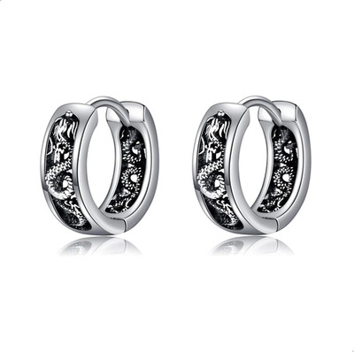 Drachen Ohrringe 925 Sterling Silber Dragon Huggie Creolen Ohrring Drachenschmuck Bi