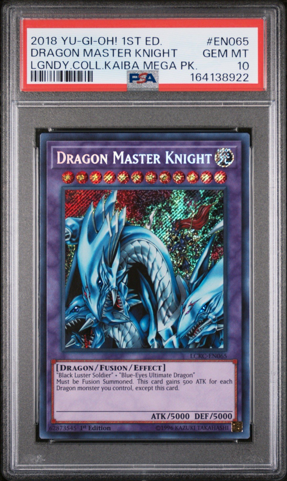2018 PSA 10 YUGIOH LCKC 1ST ED SECRET RARE DRAGON MASTER KNIGHT LOW POP 💎
