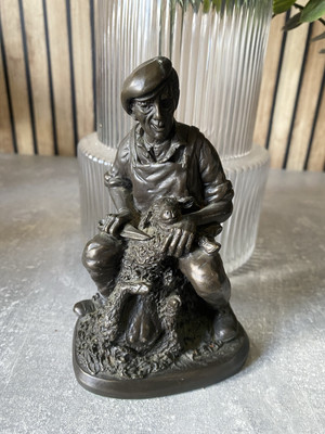 Vintage schwere Kaltguss Bronze Optik Figur Schaf Sheerer - UNGEWÖHNLICHES DESIGN 