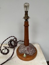 Very Unusual Rock and wooden 'lighthouse' style lamp 11 inches tall without bulb