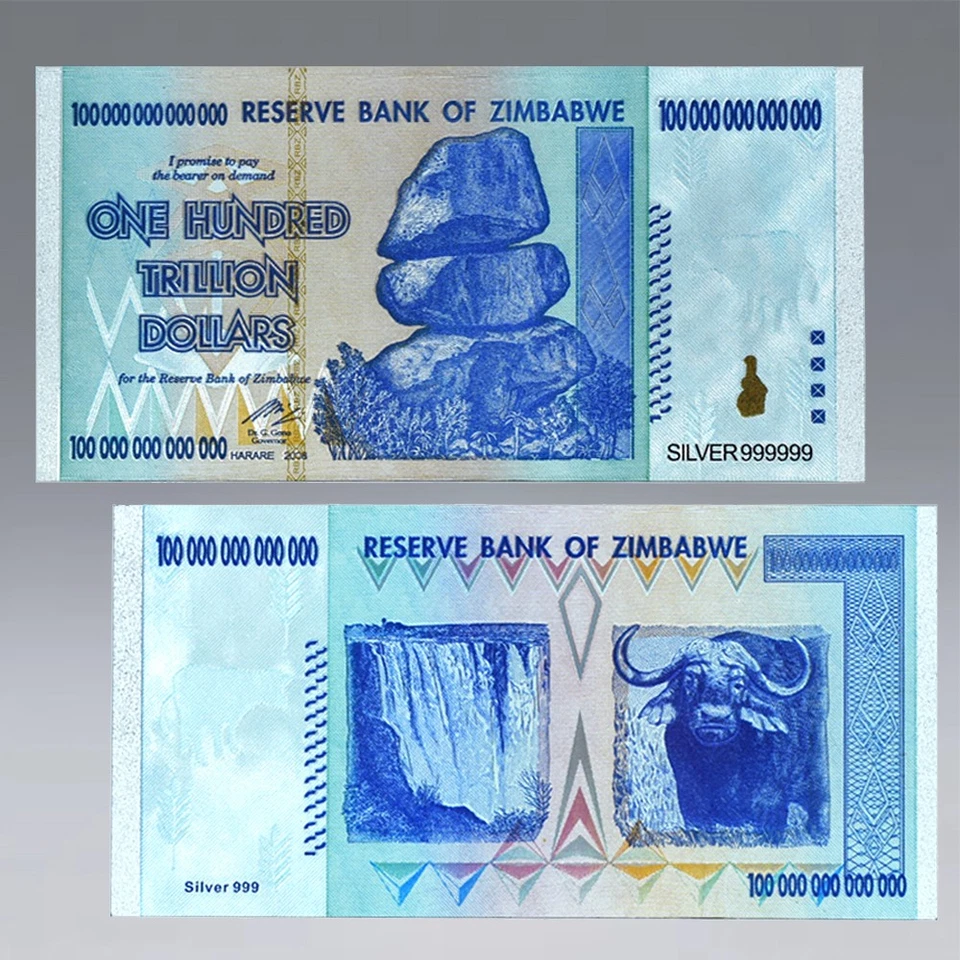 1200pc/box Zimbabwe Silver Banknote 100 Trillion Dollar Collectible Note Gifts - Image 4 of 4