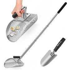 Yaheeda Long Handle Sand Scoop with Shovel Compact Handle, silver