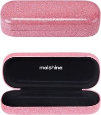 Bling Hard Shell Glasses Case,Portable Sparkling Shiny Eyeglass Case for Pink