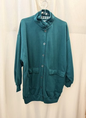 Vintage Gottschalks Green Oversized Button Front Sweat Jacket, lined, Women's M
