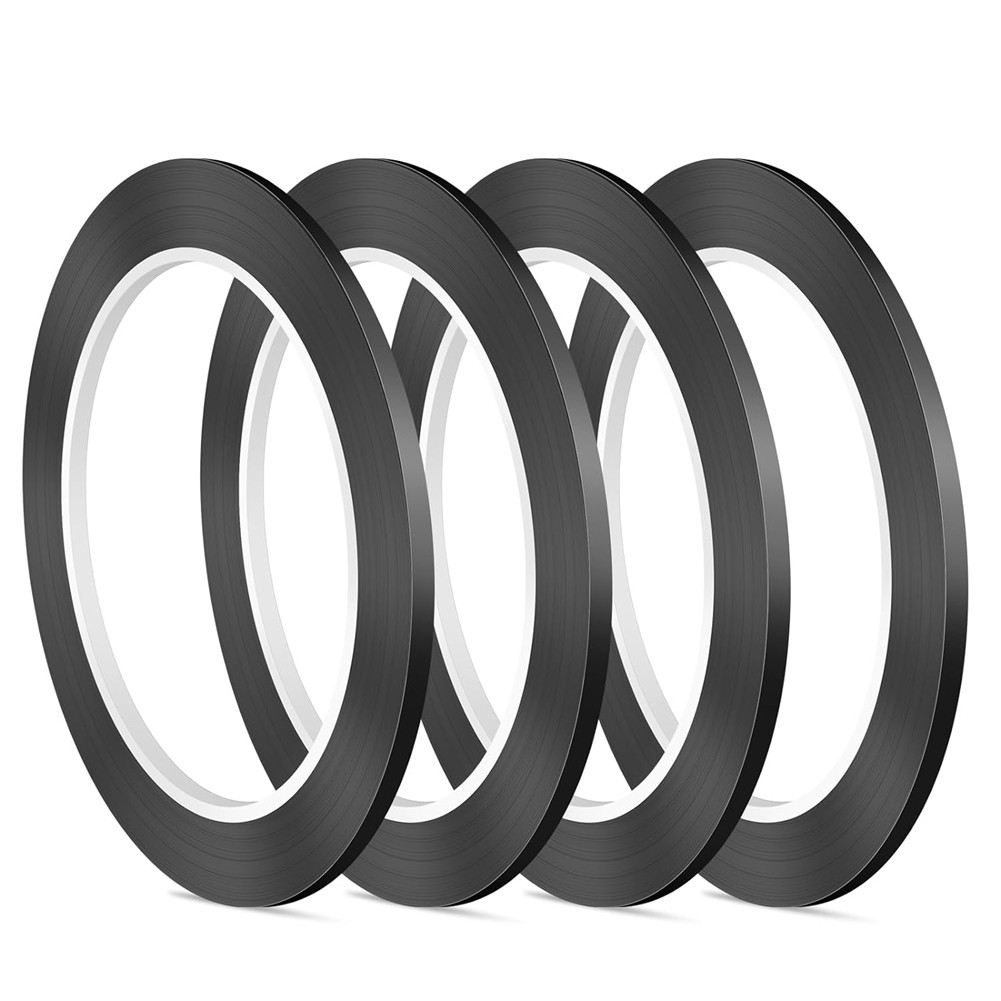 1X(4 StüCk Whiteboard-Klebeband, Schwarzes Nadelstreifenband, 3 Mm Breites 6625-image
