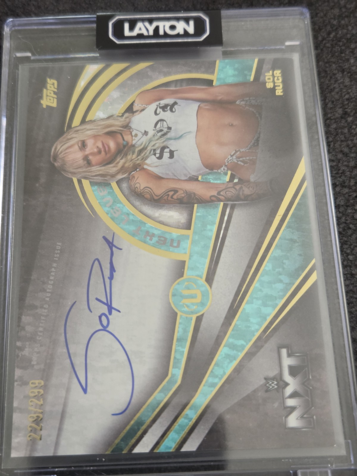 2026 Topps WWE Universe Sol Ruca Aqua Speckle Next Level Auto /299 #NLA-SR