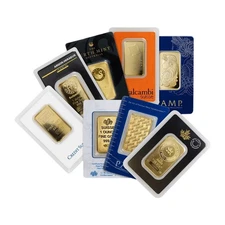1 oz Gold Bar - Random Design .9999 Fine in Sealed Assay Card