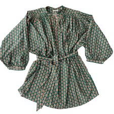 Doen Opal Dress Womens Sz XXL Golden Sunrise Paisley 100% Cotton Button Up