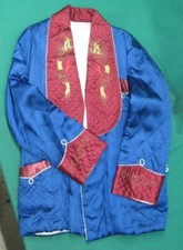 Vintage Japanese Silk Smoking Jacket 1940's 1950's Embroidered Dragons Mint 74 