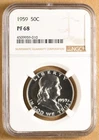 1959 Proof Franklin Silver Half Dollar NGC PF68