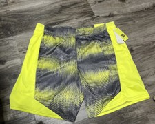 All in Motion Basketball Court Shorts 8" inseam sz L yellow/lime print Wicking