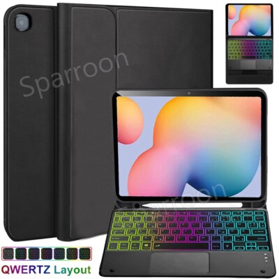 Hülle mit Beleuchtet Tastatur Maus für Samsung Galaxy Tab S6 Lite 10,4 2020-2024