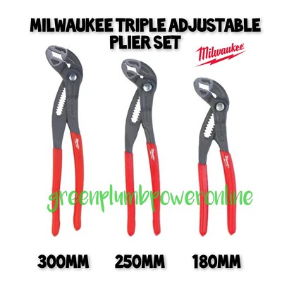 Milwaukee dreifach verstellbare Wasserpumpenzange Set 180mm 250mm 300mm 4932498543