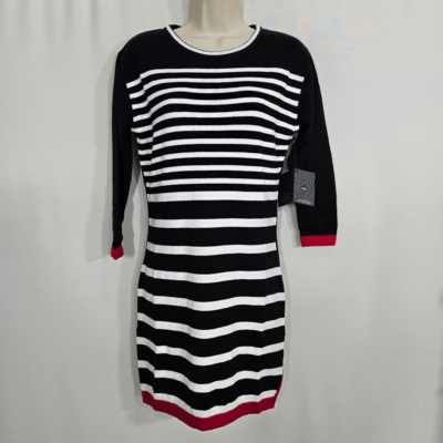 red black and white sweater dress Embers' Mini Black & Grey / Red & Grey Sweater Dress – Rags n Rituals main image 0