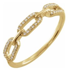 14K Solid Gold Diamond Chain Link Ring