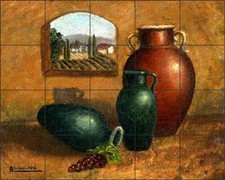 Pottery Tile Backsplash Di Chiara Tuscan Art Ceramic Mural ADCH013