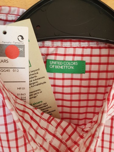 Benetton boys red checked shirt, 7-8 years *NEW* - Picture 3 of 4