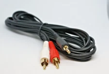 2-Male Gold RCAs to 1 Gold 3.5mm stereo plug Audio HiFi OFC Cable 10ft NEW