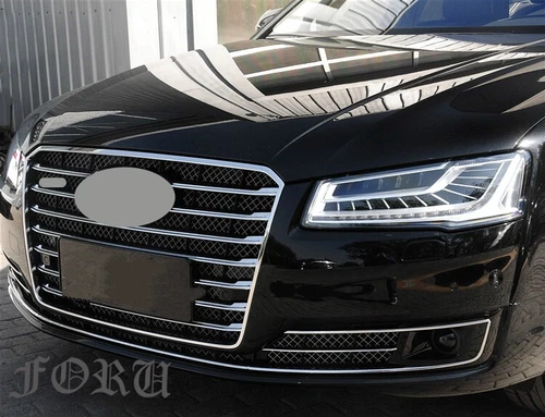 For Audi A8 A8L D5 2015-2017 Car Front Bumper Grill Fog Light Lamp Grilles Cover - Picture 4 of 7
