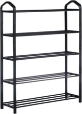 YSSOA 5-Tier Stackable Shoe Rack, 15-Pairs Sturdy Shoe Shelf Storage , Black Sho