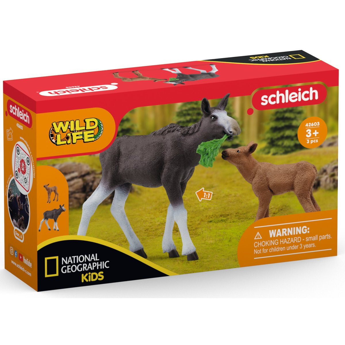 Figurine Élan Femelle avec Veau 42603 Schleich Wild Life peinte à la main
