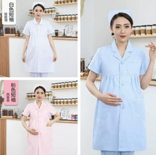 Pregnant Woman Nurse Uniforms Doctor Medical Beautician Lab Work Long Coat