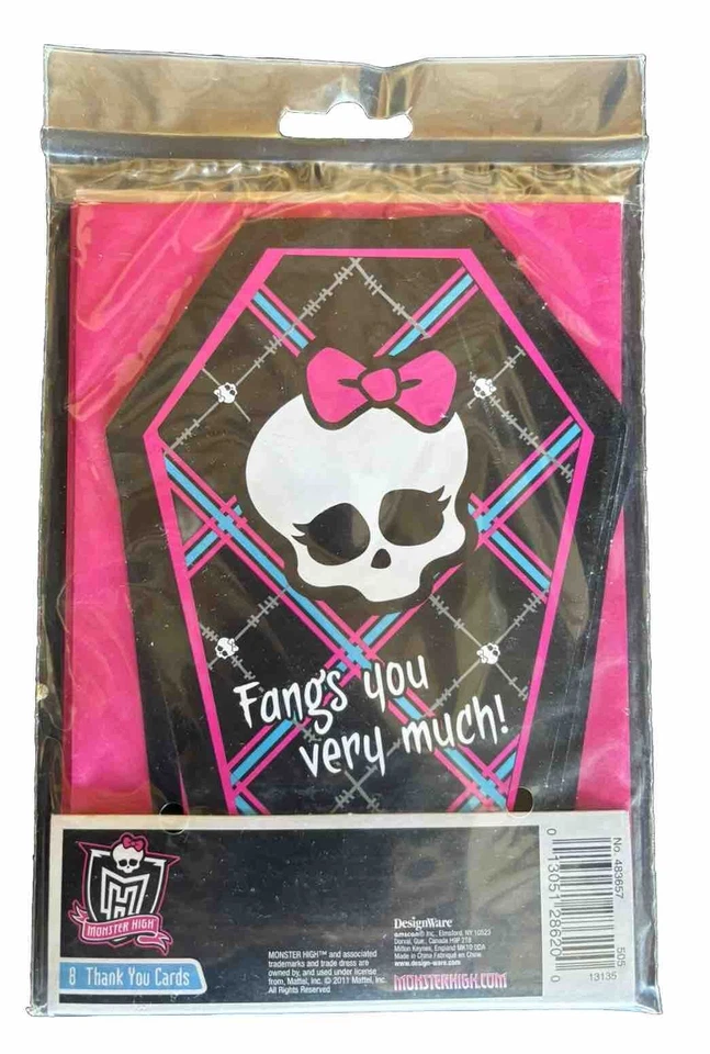 Monster High Post card Thank You 8 ct Envelopes Girls Birthday Party Supplies  - Image 2 of 3