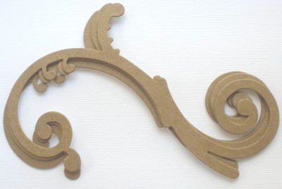 {3} FLOURiSH - Style 3 - Decorative Swirl Bare Chipboard Die Cuts - 4 7/16''