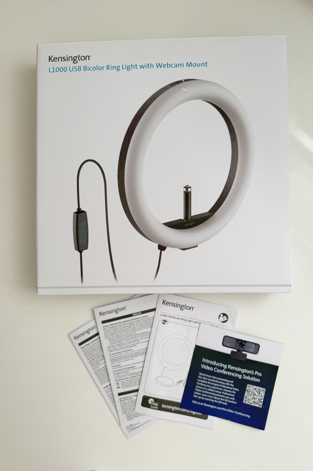 Ring Light for Webcam, Social Media, Photography, Bicolour Kensington L1000-image