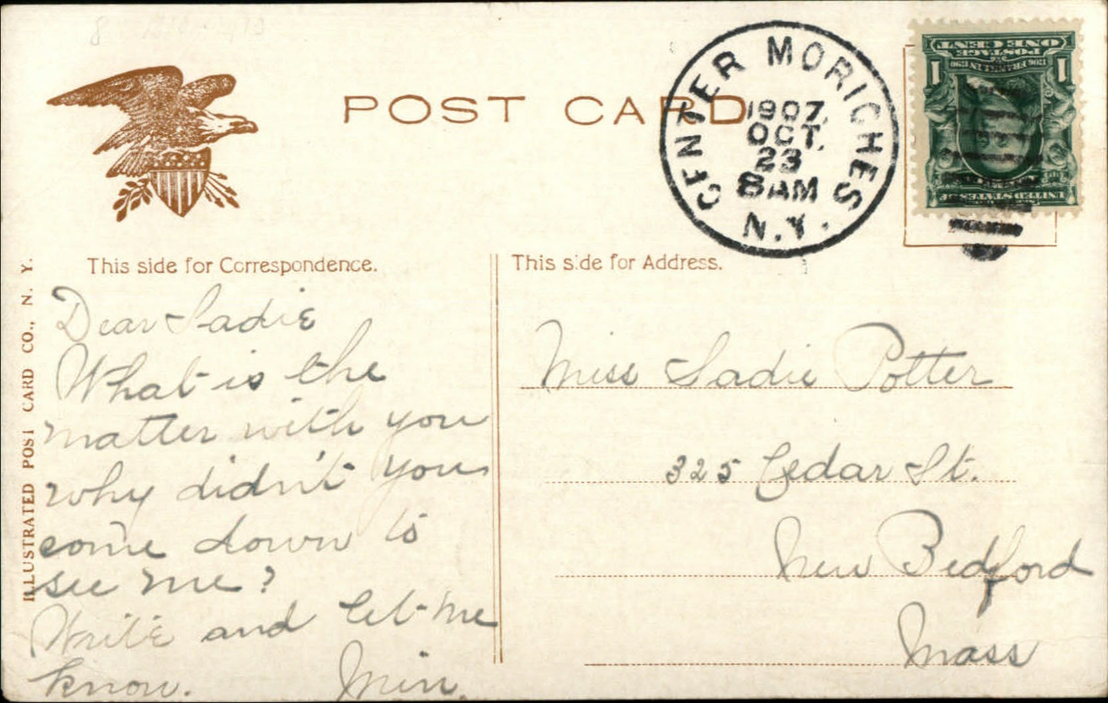 Centre Center Moriches Long Island NY Inn & Post Office c1910 Postcard