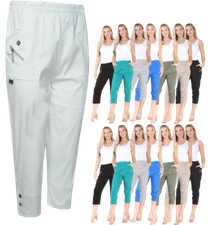 Womens 3/4 Quarter length Capri Cropped Trouser Three Quarter Cherry Berry Short