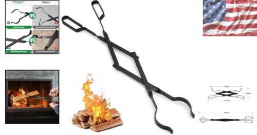 Heavy-Duty 26-Inch Fireplace Tongs - Safe Log Grabber for Indoor/Outdoor Use - Picture 2 of 11