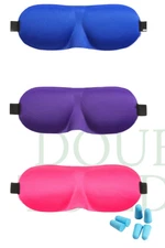 3 Pack 3D Contoured Soft Adjustable Eye Mask Sleep Blindfold Eyeshade Earplugs