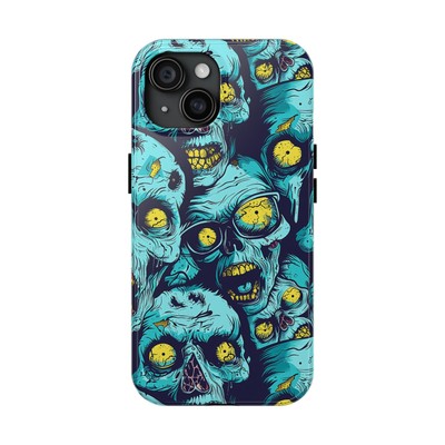Cool Blue Zombie Tough Apple iPhone SE 11 12 13 14 15 & Samsung Galaxy Case