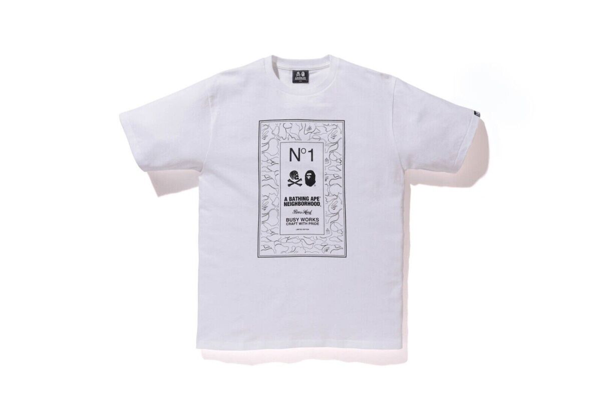 BAPE x NBHD Box Tee Shirt white a bathing ape neighborhood japan sz L
