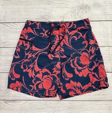 PATAGONIA WAVEFARER Mens Sz 34 Red Blue Floral Print Drawstring Board Shorts EXC