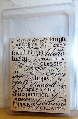 2007 Stampin Up TRES CHIC 1 pc XL RUBBER STAMP SET Word Collage Background