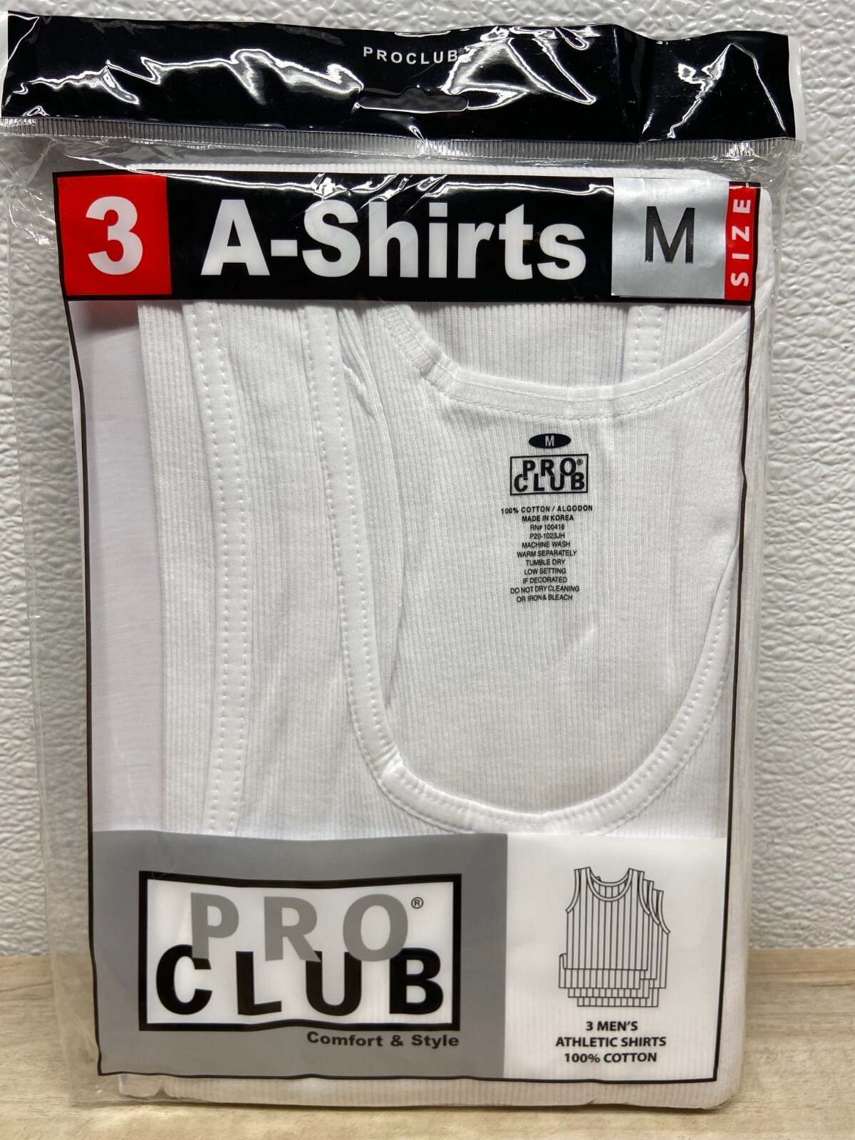 Canotta A Shirt Uomo Pro Club Confezione da 3 Bianca Taglia:M Nuova Altra