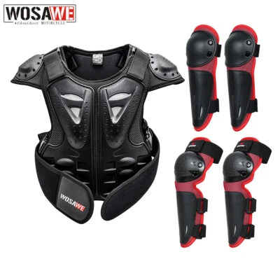 WOSAWE Kids Body Armor ATV Motorbike Protective Suit Elbow Pads Spine Chest Vest