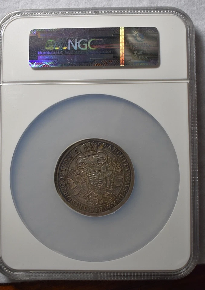HUNGARY TALER 1699 KB  NGC CERTIFIED AU 50 LARGE SILVER COIN - Image 2 of 4