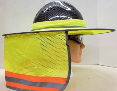 FX SAFETY HARD HAT NECK SHIELD HELMET SUN SHADE HI VIS REFLECTIVE STRIPE