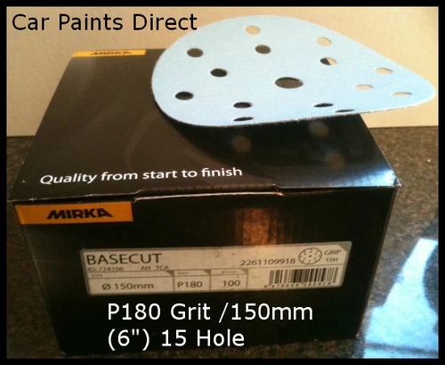 100 Mirka Basecut 15 Hole Sanding Discs 6" / 150mm / 6 inch P180 Grit (Velcr)