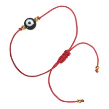 Black Evil Eye Red String Bracelet, Kabbalah Protection, Adjustable, Unisex Adul