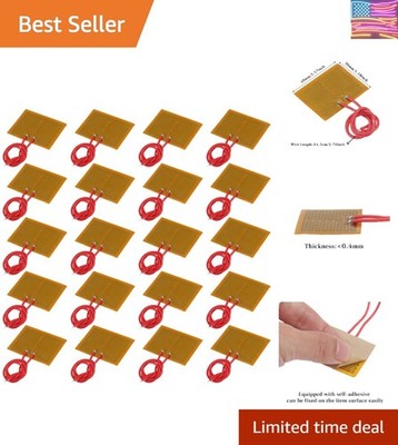 20 Pcs 30x40mm Film Heater Plate Adhesive Pad, PI Heating Element Film