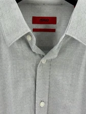 Hugo Boss Dress Shirt Men’s 41 16 Extra Slim Fit Light Gray Micro Herringbone